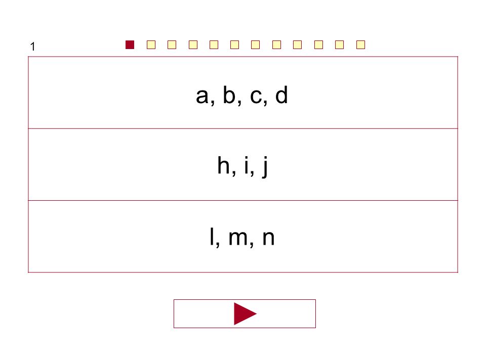 1 a, b, c, d h, i, j l, m, n