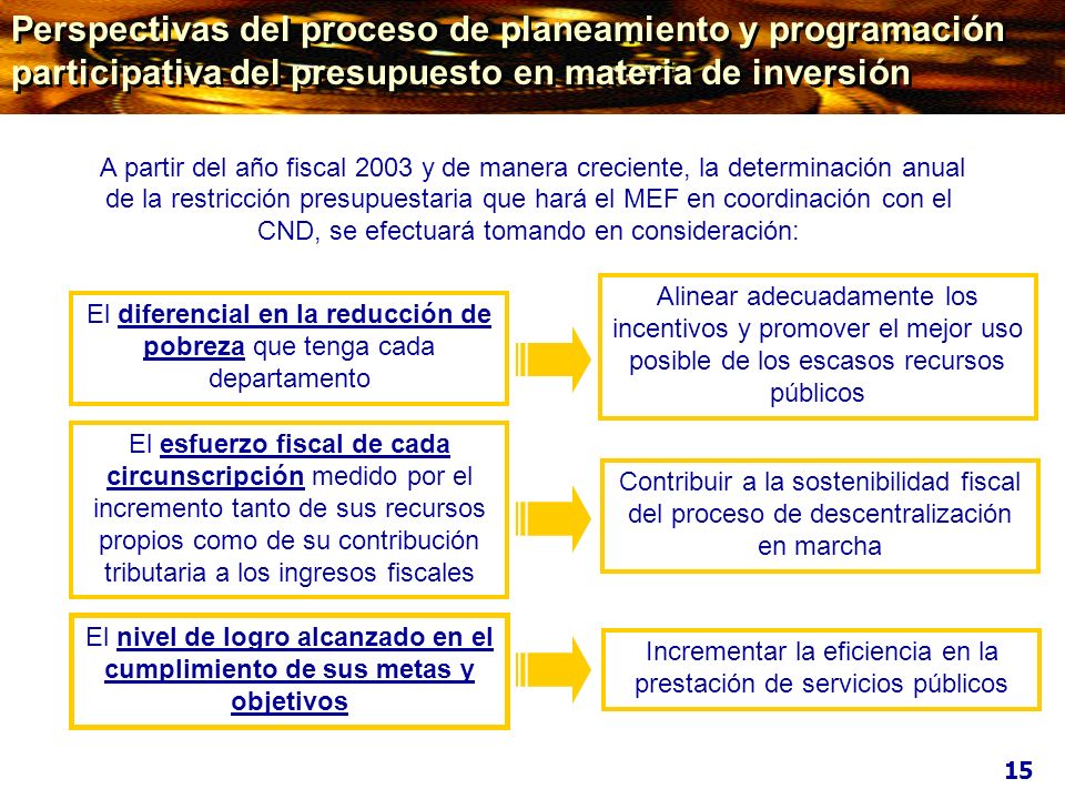 Perspectivas del proceso de planeamiento y programación participativa del presupuesto en materia de inversión