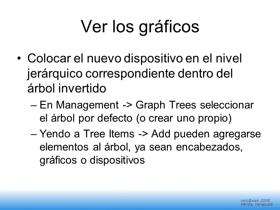 Ver los gráficos Colocar el nuevo dispositivo en el nivel jerárquico correspondiente dentro del árbol invertido.