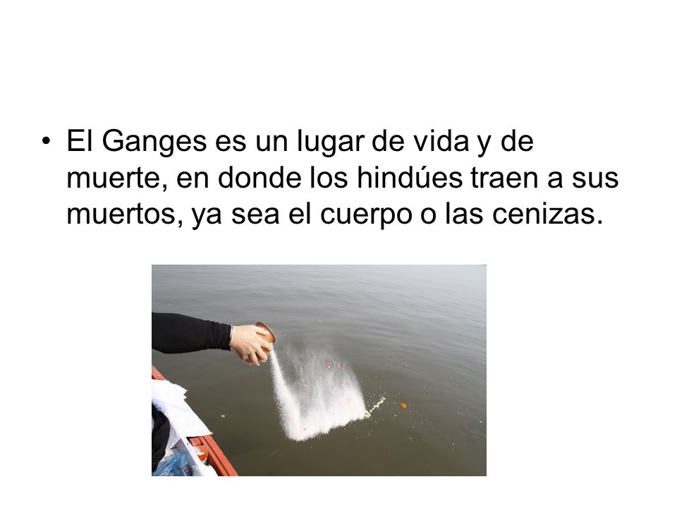 El Ganges es un lugar de vida y de muerte, en donde los hindúes traen a sus muertos, ya sea el cuerpo o las cenizas.