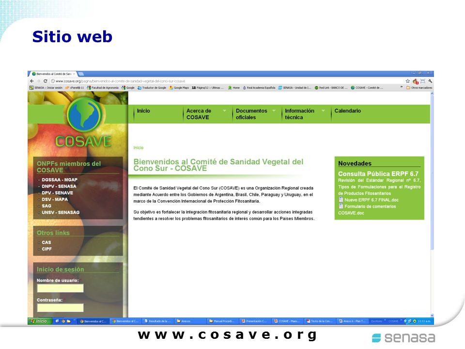 Sitio web w w w . c o s a v e . o r g