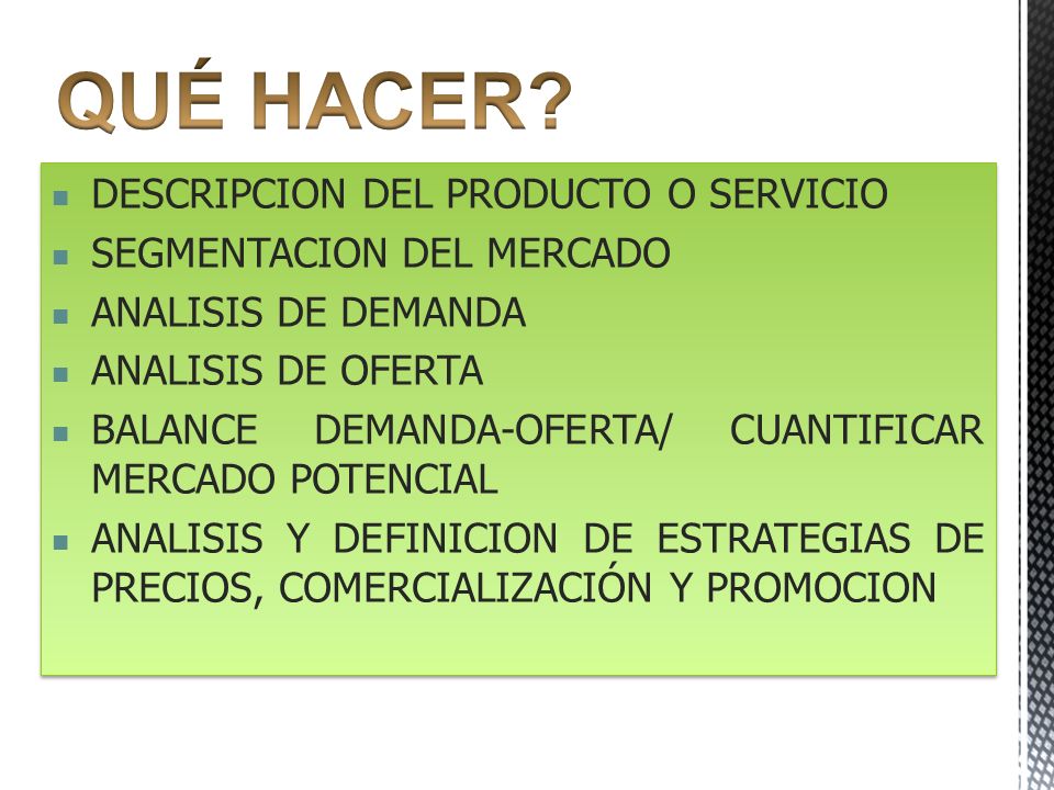 QUÉ HACER DESCRIPCION DEL PRODUCTO O SERVICIO