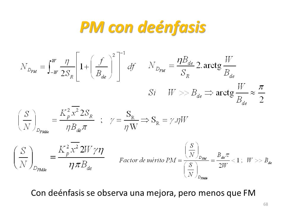 PM con deénfasis Con deénfasis se observa una mejora, pero menos que FM