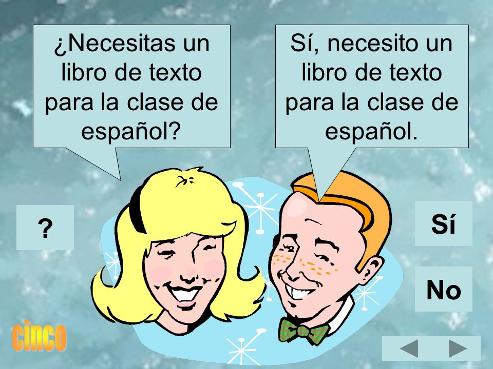 Sí No ¿Necesitas un libro de texto para la clase de español