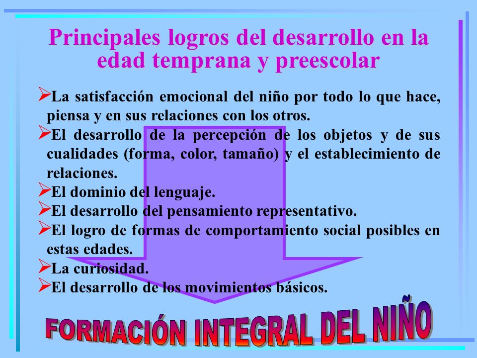 Principales logros del desarrollo en la edad temprana y preescolar