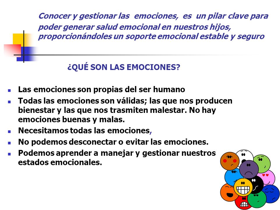 Conocer y gestionar las emociones, es un pilar clave para poder generar salud emocional en nuestros hijos, proporcionándoles un soporte emocional estable y seguro