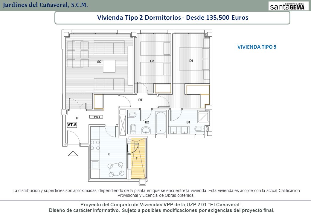 Vivienda Tipo 2 Dormitorios - Desde Euros