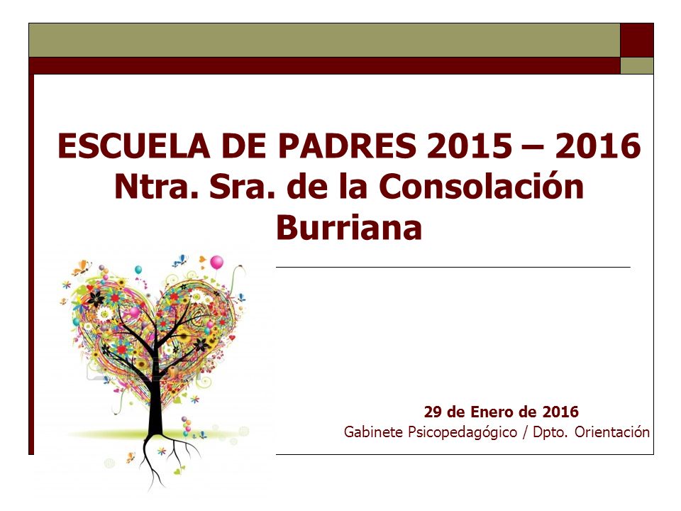 ESCUELA DE PADRES 2015 – 2016 Ntra. Sra. de la Consolación Burriana