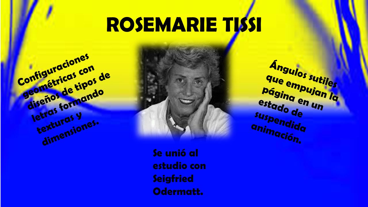 ROSEMARIE TISSI Configuraciones geométricas con diseños de tipos de letras formando texturas y dimensiones.