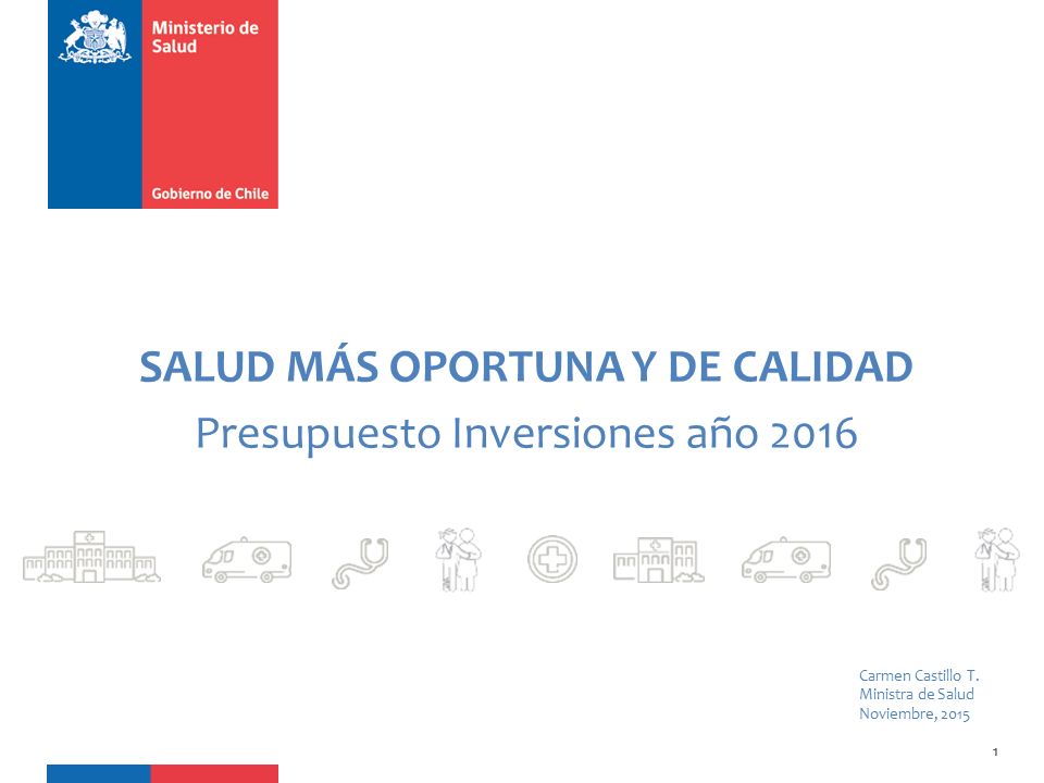SALUD MÁS OPORTUNA Y DE CALIDAD Presupuesto Inversiones año 2016