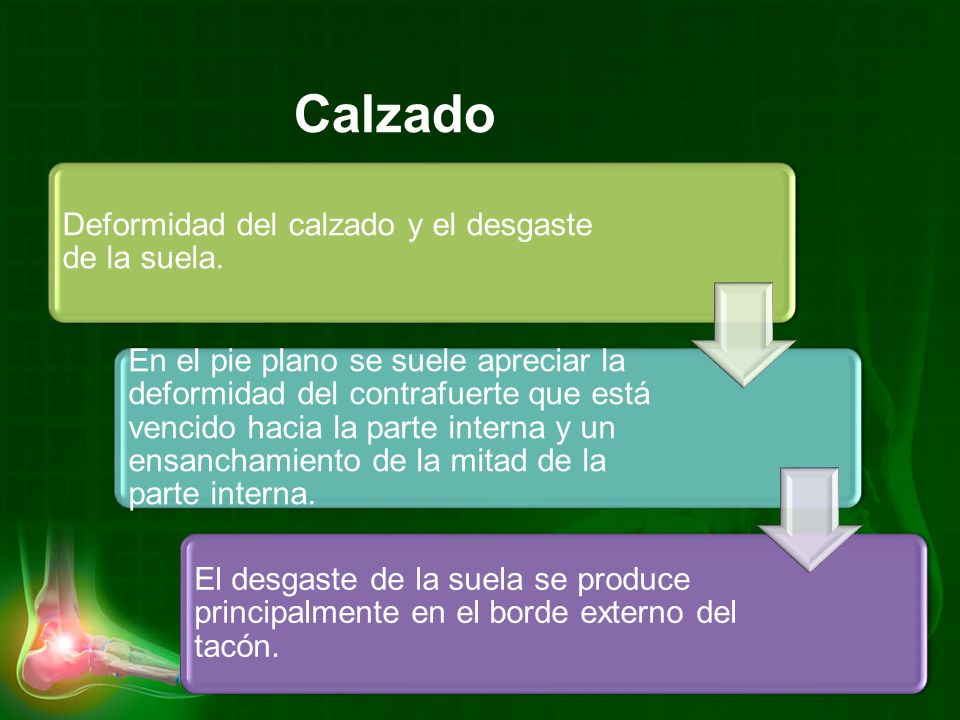 Calzado Deformidad del calzado y el desgaste de la suela.