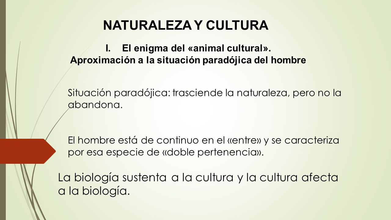NATURALEZA Y CULTURA El enigma del «animal cultural». Aproximación a la situación paradójica del hombre.