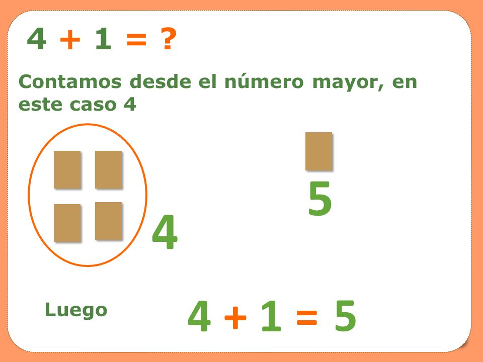 = = Contamos desde el número mayor, en este caso 4