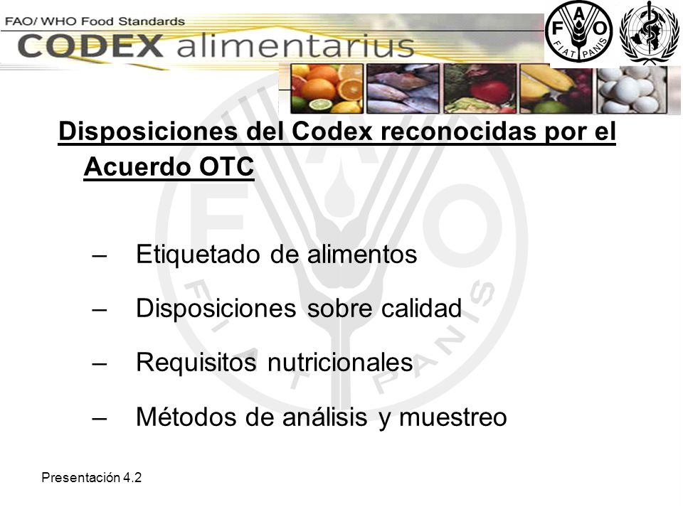 Disposiciones del Codex reconocidas por el Acuerdo OTC