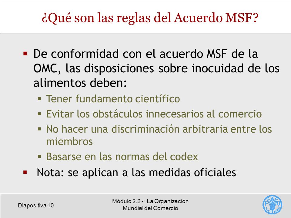 ¿Qué son las reglas del Acuerdo MSF