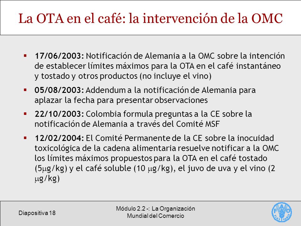 La OTA en el café: la intervención de la OMC