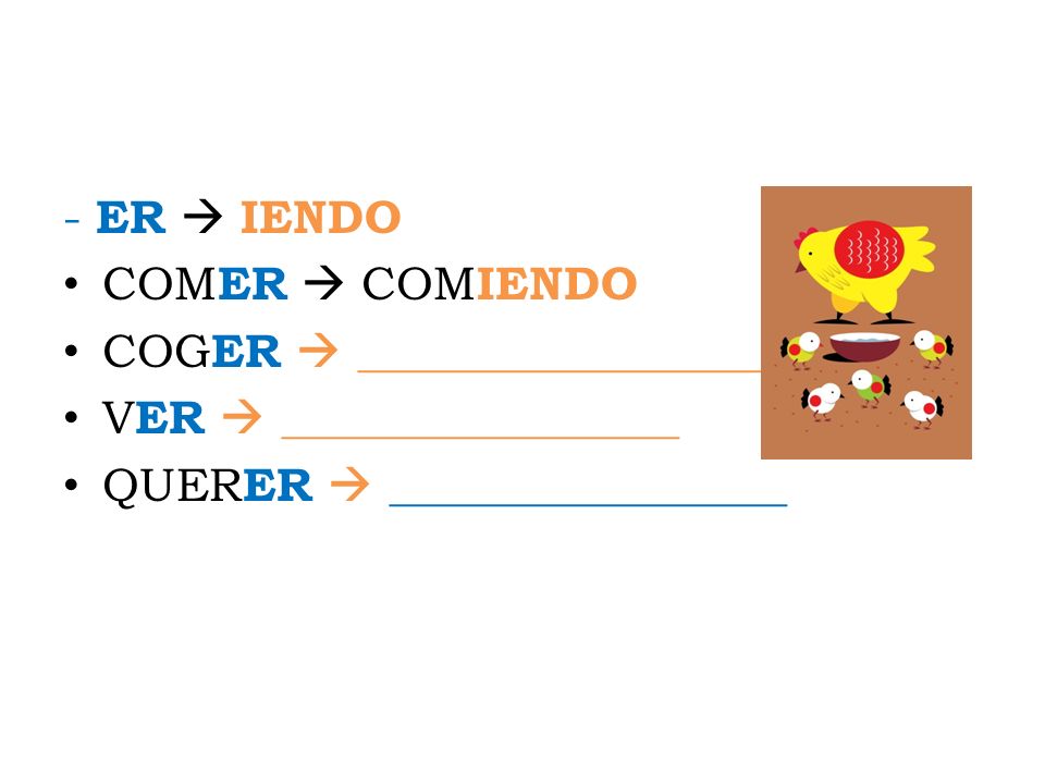 ER  IENDO COMER  COMIENDO. COGER  ___________________.