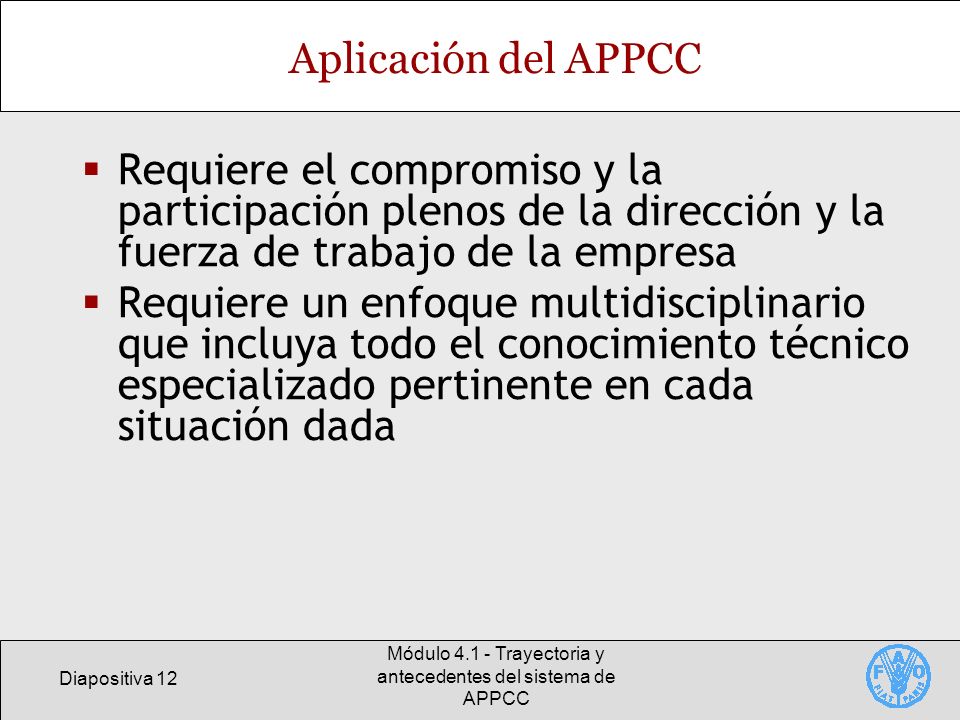 Módulo Trayectoria y antecedentes del sistema de APPCC
