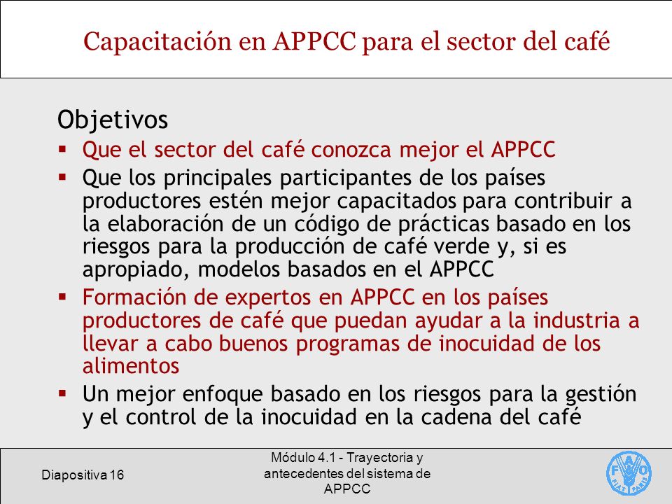 Capacitación en APPCC para el sector del café