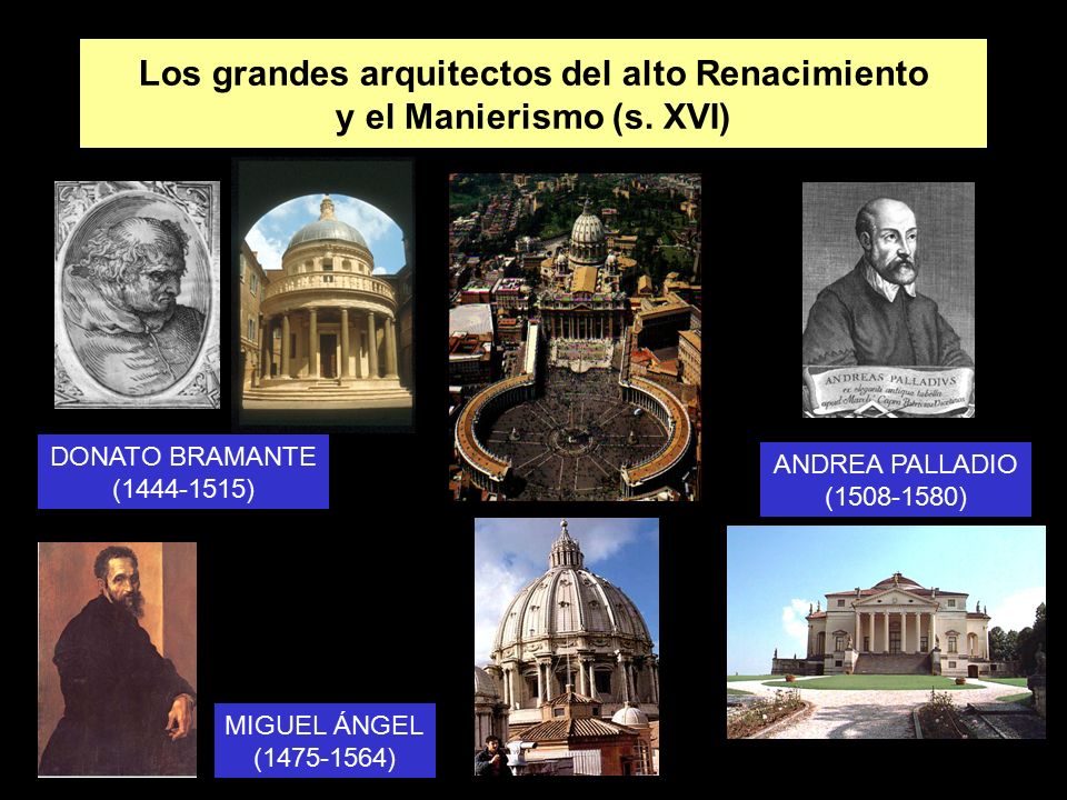 Los grandes arquitectos del alto Renacimiento y el Manierismo (s. XVI)