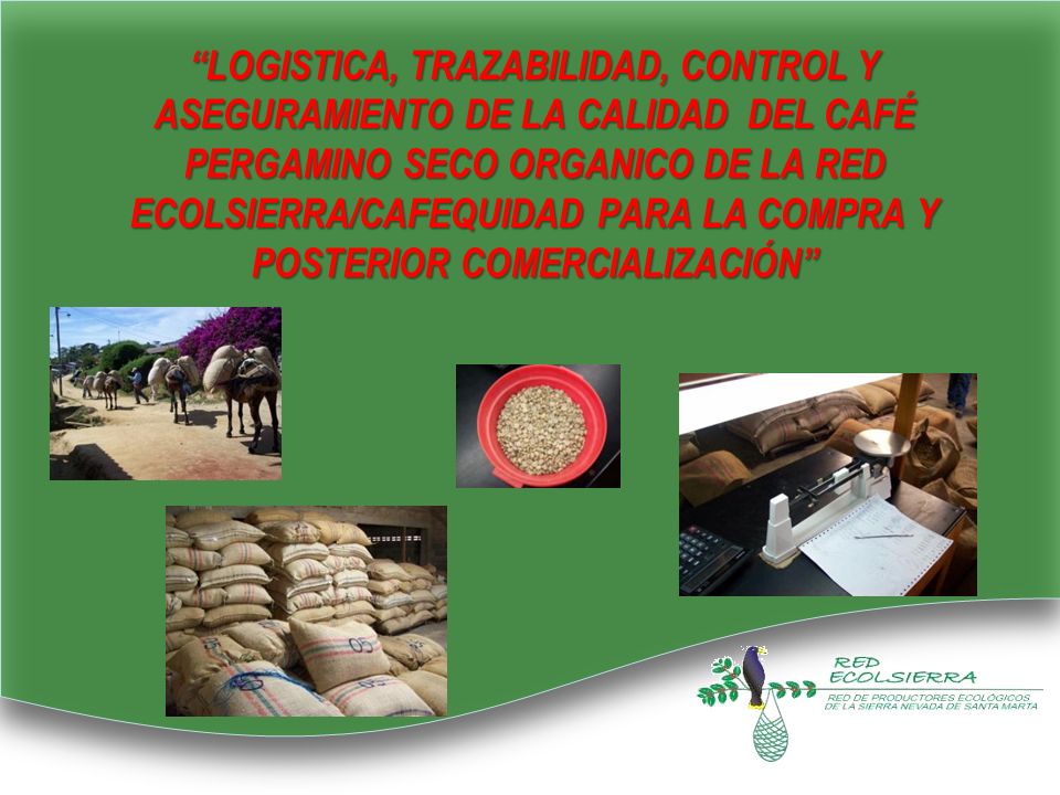 LOGISTICA, TRAZABILIDAD, CONTROL Y ASEGURAMIENTO DE LA CALIDAD DEL CAFÉ PERGAMINO SECO ORGANICO DE LA RED ECOLSIERRA/CAFEQUIDAD PARA LA COMPRA Y POSTERIOR COMERCIALIZACIÓN