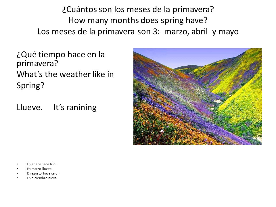 ¿Qué tiempo hace en la primavera What’s the weather like in Spring