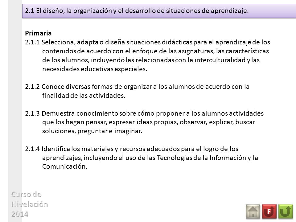 2.1 El diseño, la organización y el desarrollo de situaciones de aprendizaje.
