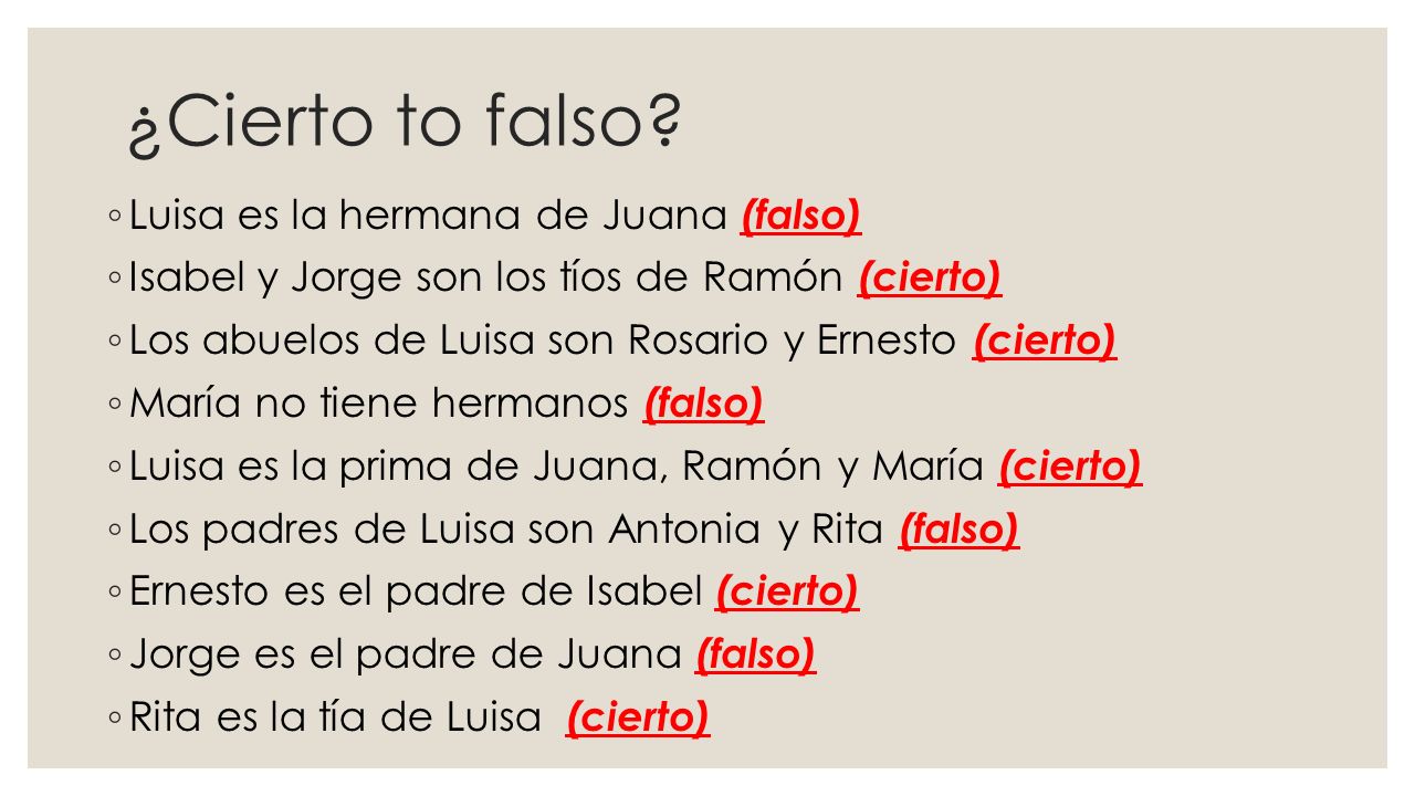 ¿Cierto to falso Luisa es la hermana de Juana (falso)