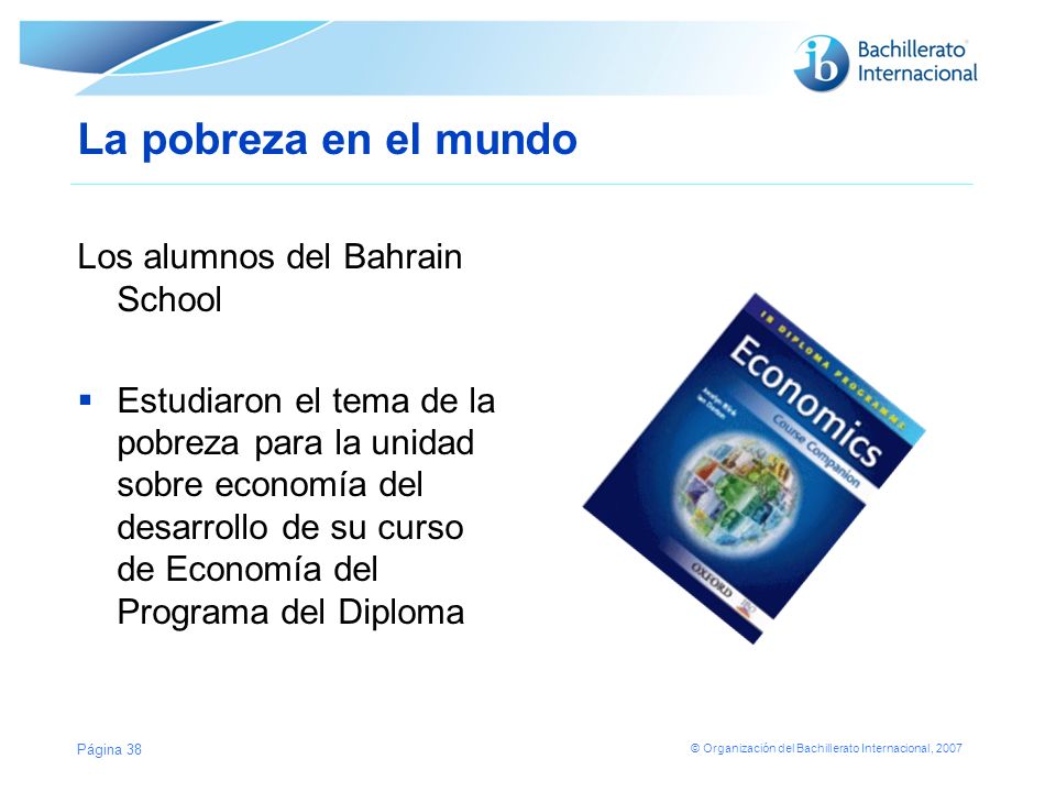 La pobreza en el mundo Los alumnos del Bahrain School