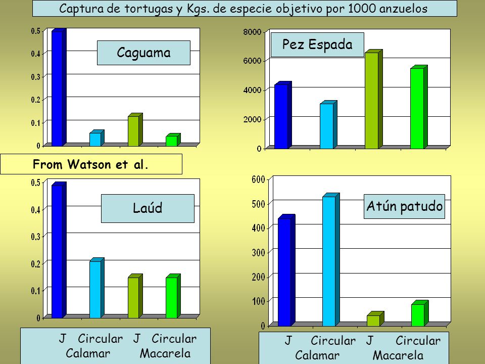 Captura de tortugas y Kgs. de especie objetivo por 1000 anzuelos
