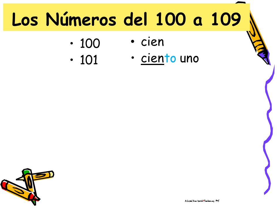 Los Números del 100 a 109 cien 100 ciento uno 101