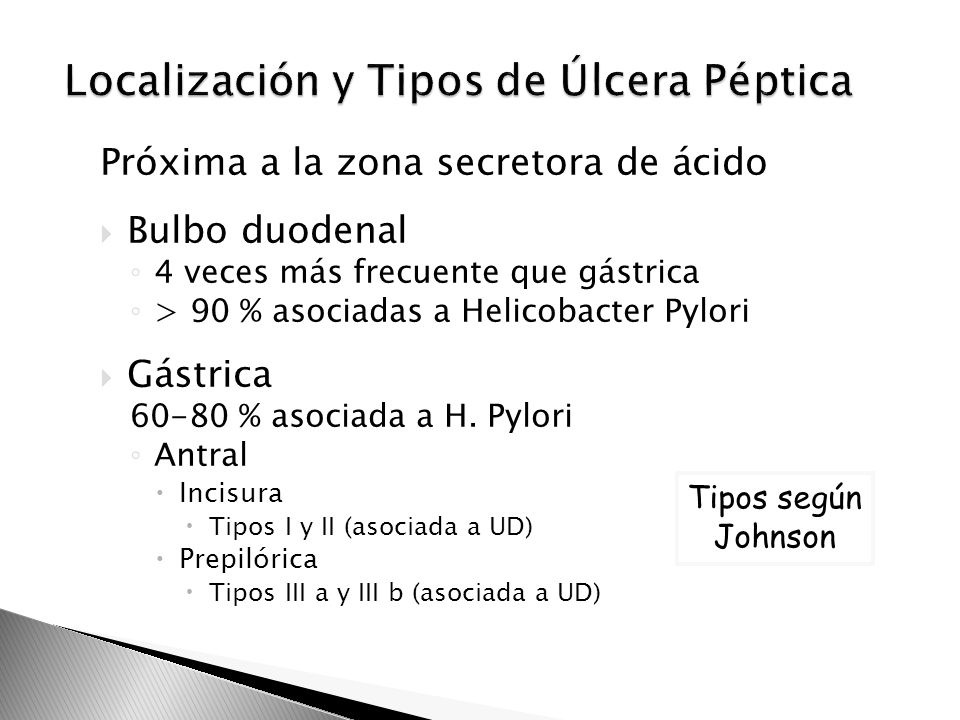 Localización y Tipos de Úlcera Péptica