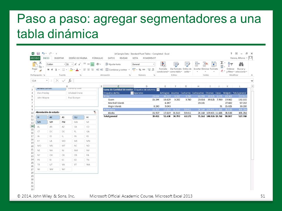 Paso a paso: agregar segmentadores a una tabla dinámica