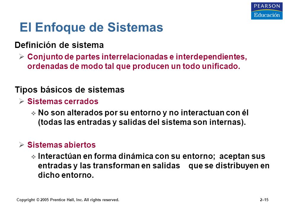 El Enfoque de Sistemas Definición de sistema Tipos básicos de sistemas