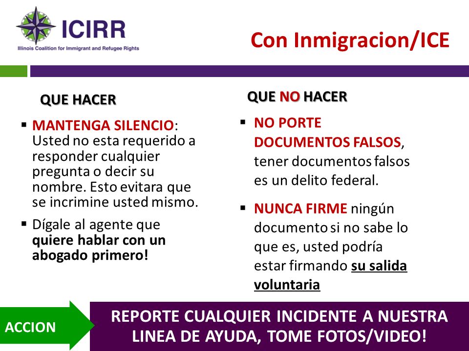 Con Inmigracion/ICE QUE HACER. QUE NO HACER. NO PORTE DOCUMENTOS FALSOS, tener documentos falsos es un delito federal.