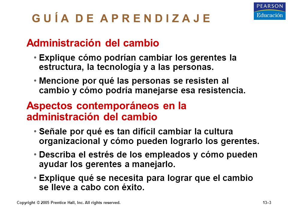 G U Í A D E A P R E N D I Z A J E Administración del cambio