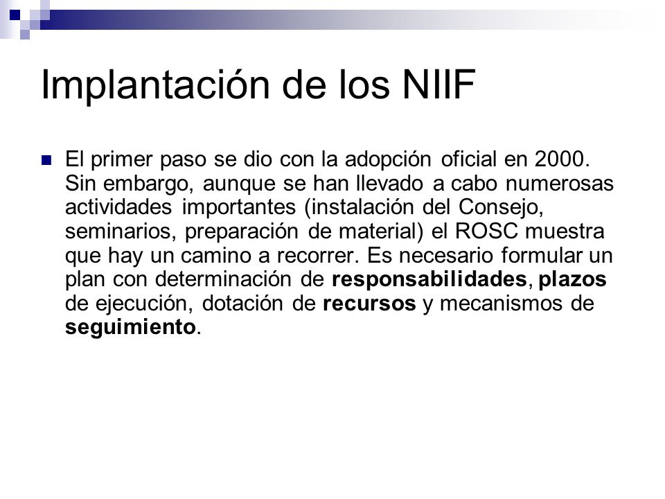 Implantación de los NIIF