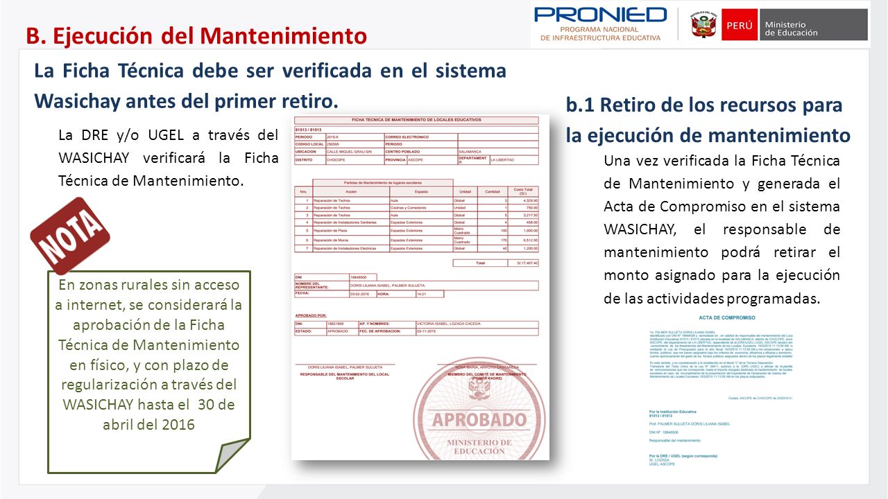 B. Ejecución del Mantenimiento