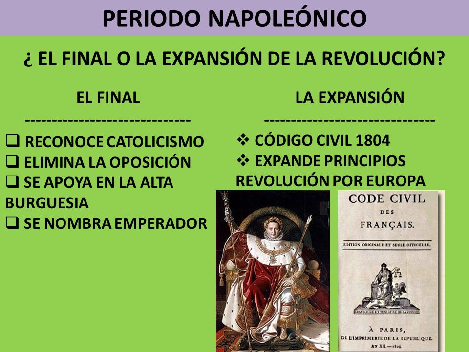 PERIODO NAPOLEÓNICO ¿ EL FINAL O LA EXPANSIÓN DE LA REVOLUCIÓN