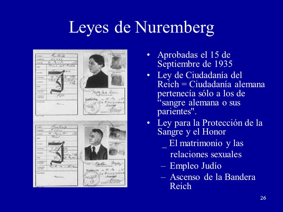 Leyes de Nuremberg Aprobadas el 15 de Septiembre de 1935