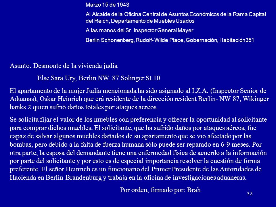 Asunto: Desmonte de la vivienda judía