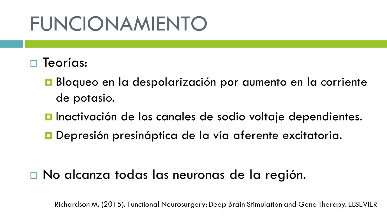 FUNCIONAMIENTO Teorías: No alcanza todas las neuronas de la región.