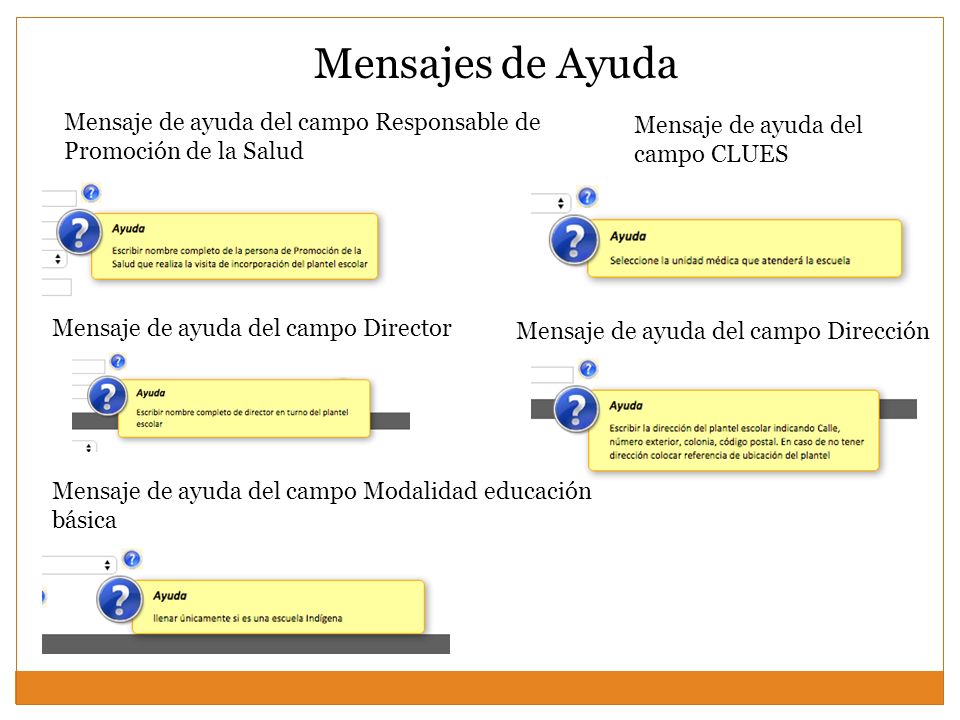 Mensajes de Ayuda Mensaje de ayuda del campo Responsable de