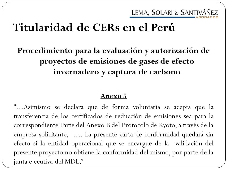 Titularidad de CERs en el Perú