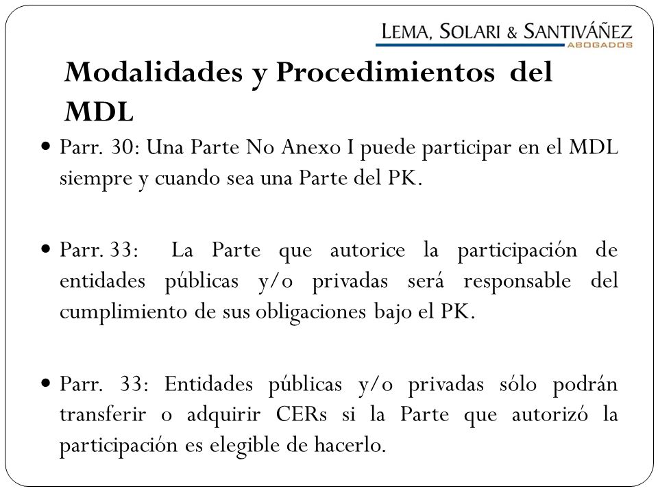 Modalidades y Procedimientos del MDL