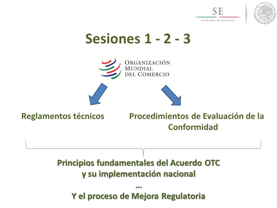 Sesiones Reglamentos técnicos Procedimientos de Evaluación de la Conformidad.