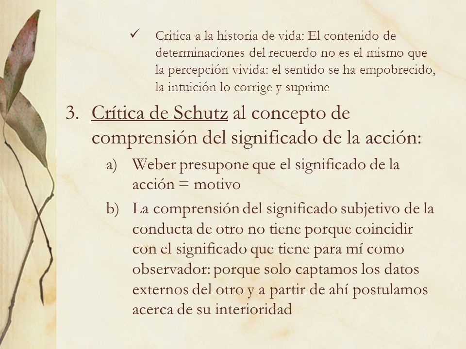 Critica a la historia de vida: El contenido de determinaciones del recuerdo no es el mismo que la percepción vivida: el sentido se ha empobrecido, la intuición lo corrige y suprime
