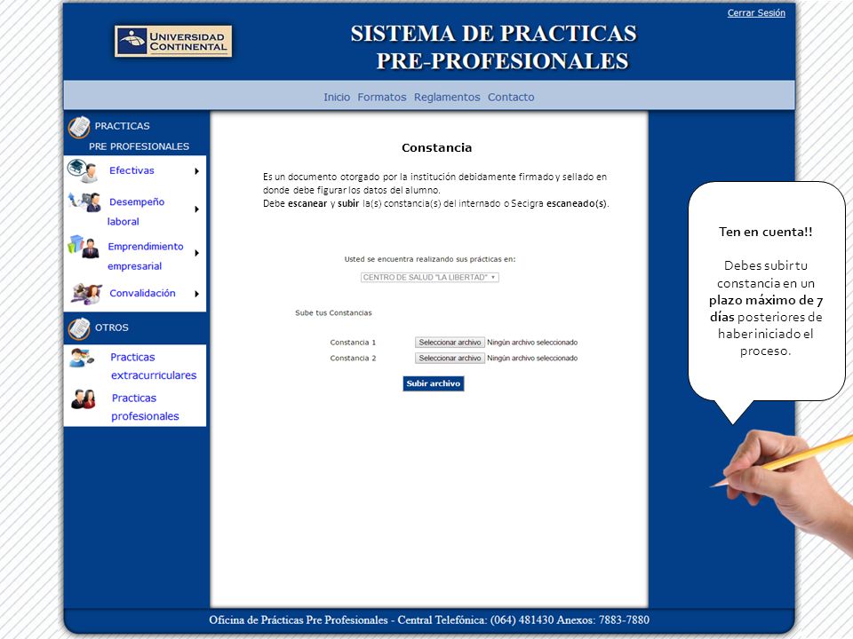 Constancia Es un documento otorgado por la institución debidamente firmado y sellado en donde debe figurar los datos del alumno.