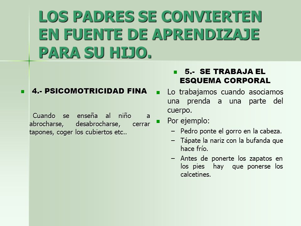 LOS PADRES SE CONVIERTEN EN FUENTE DE APRENDIZAJE PARA SU HIJO.