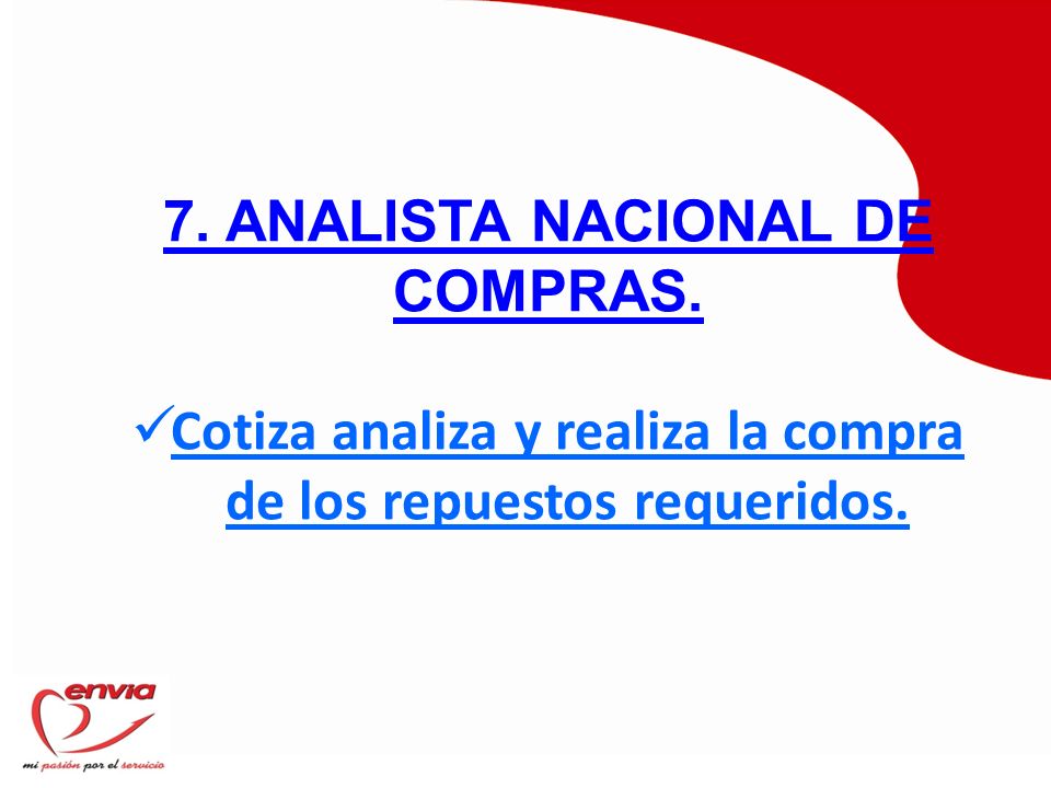 7. ANALISTA NACIONAL DE COMPRAS.